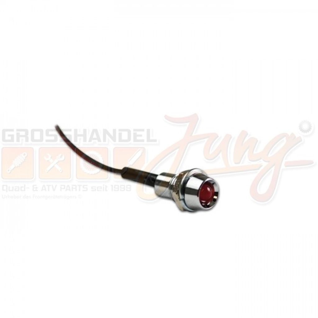Mini-Kontrollleuchte, chrom, Farbe: rot, Ø 8mm, 12V, 20mA