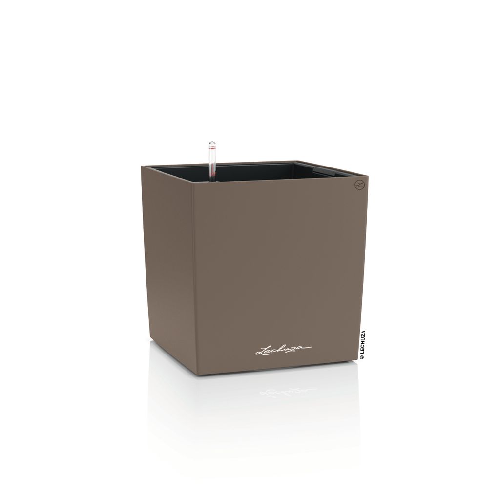 LECHUZA-Pflanzgefäß CUBE Color 40 Muskat | Pflanzgefäß mit Bewässerungssystem und Pflanzeinsatz | matte Oberfläche | 49 x 49 x 49,5 cm | 19453