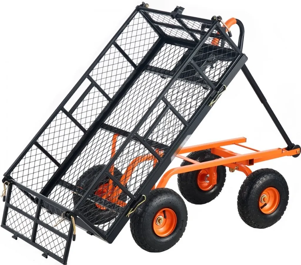 Chariot de jardin basculant charge 181 kg pour outils et plage robuste