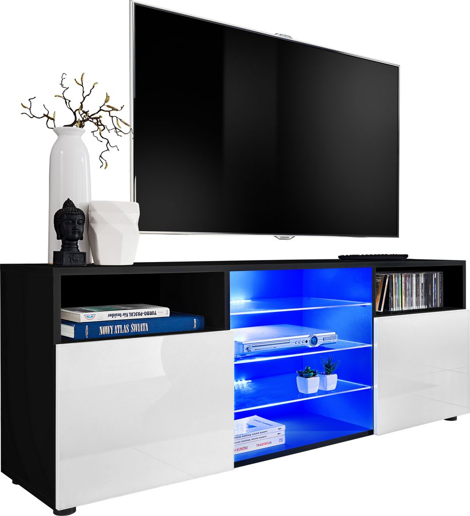 Komodee | TV-Schrank mit 3 Glasböden und 2 Türen Urbino, Produktbild 