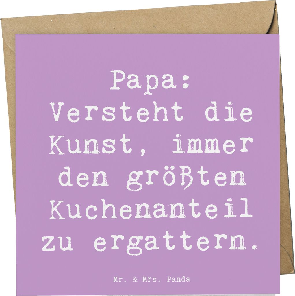 Mr. & Mrs. Panda faltkarte Spruch Papa Kuchenmeister - Lavendeltraum - Geschenk, Kuchen, Witz, Lächeln, doppelkarte, Dessert, Daddy, Klappkarte, a...