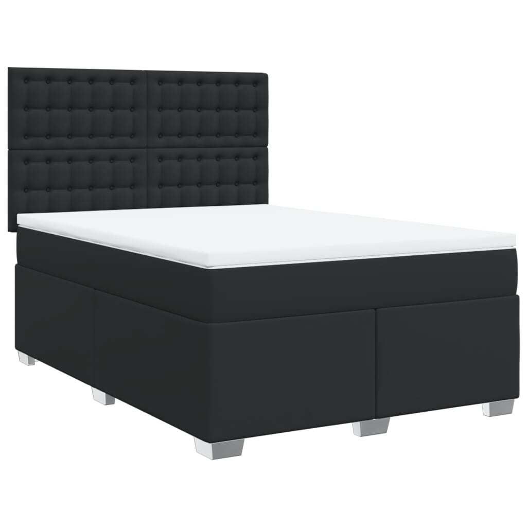 Boxspringbett mit Matratze Schwarz 140x190 cm Kunstleder