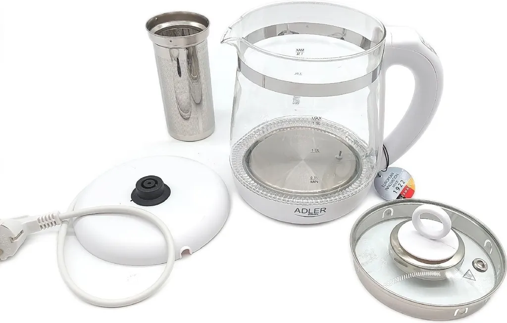 Adler AD 1299 Bollitore in Vetro con Infusore 1,5L Bianco 2200W - 11