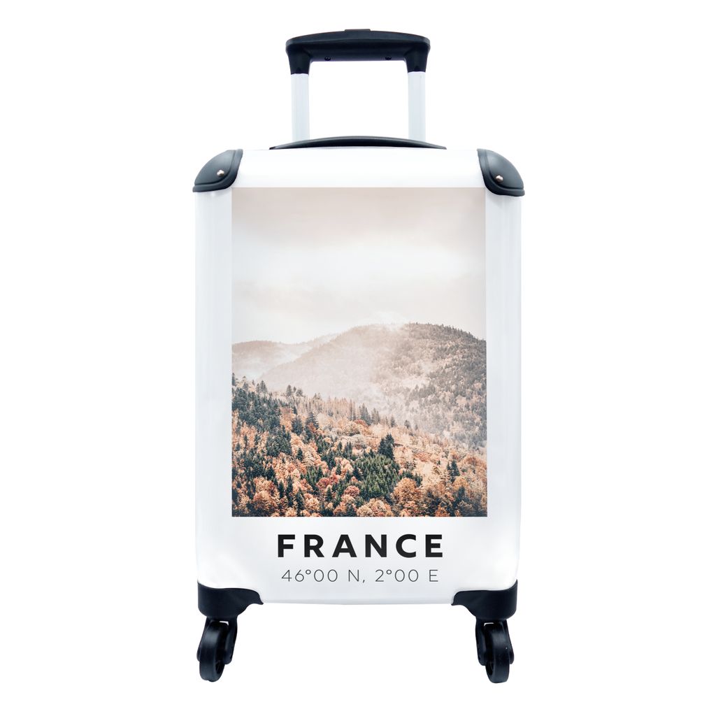MuchoWow Koffer Handgepäck Trolley Rollkoffer Kleine Reisekoffer mit 4 Rollen - Frankreich - Wald - Herbst - Berge - Cabin Size < 55x40x23 cm & ...