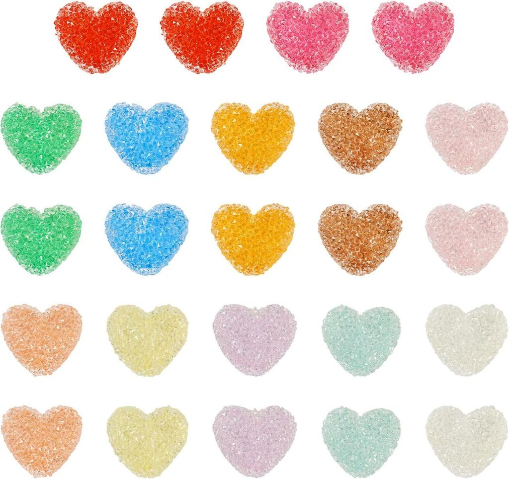 Harz Strass Perlen Kristallen Pave Disco-Perlen Herz - 24 Stück für DIY Kette Armband Schmuckherstellung