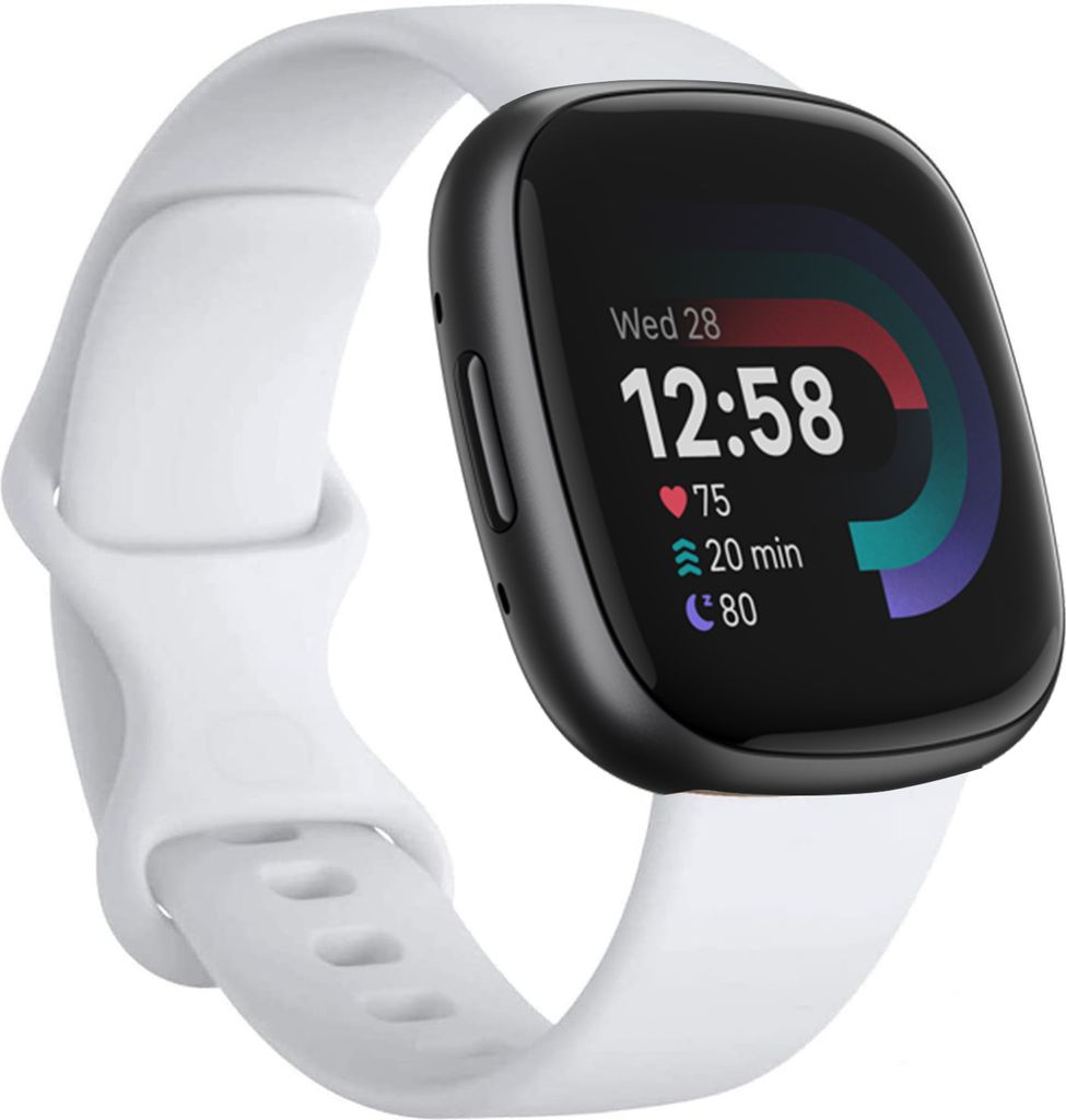 Strap-it Fitbit Versa 4 Silikonarmband (Weiß) - Große: Maat S