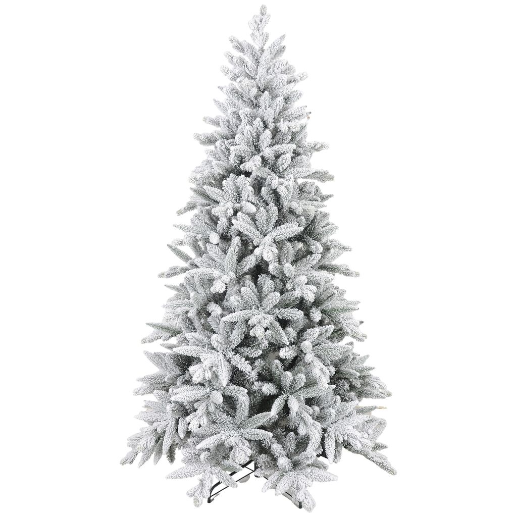 HOMCOM Künstlicher Weihnachtsbaum, 180 cm Christbaum mit 994 Spitzen, Kunstschnee, klappbar Metallständer, für Weihnachten Deko, Grün