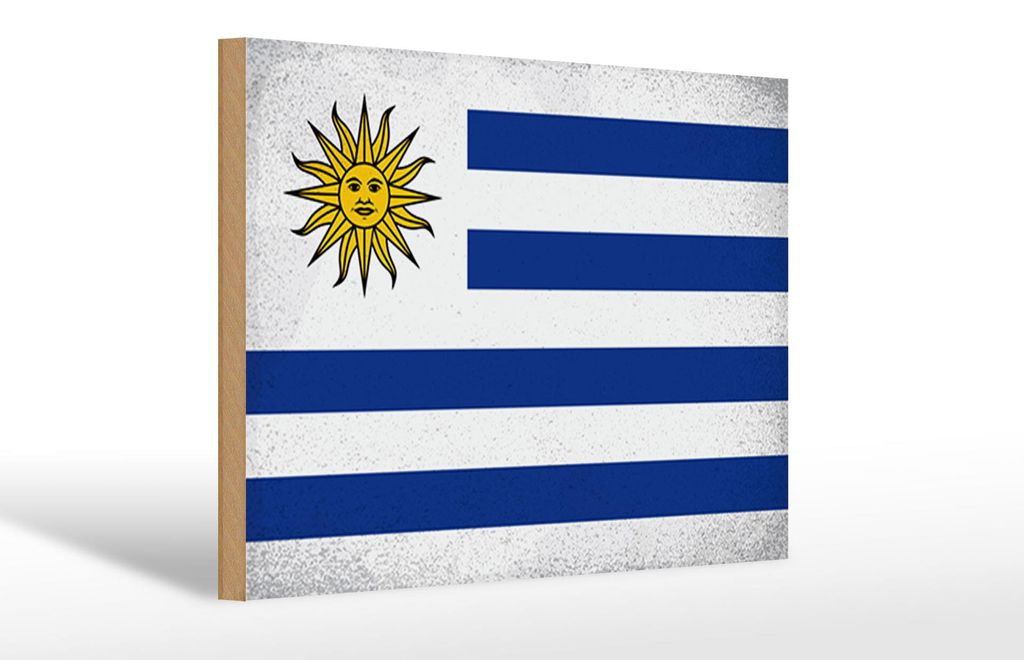 Holzschild Flagge Uruguay 30x20cm Flag of Uruguay Vintage Produktbild 