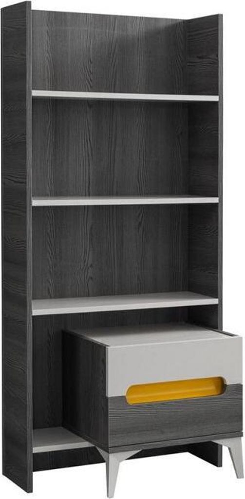 Bücherregal Grau Regal Schrank Holz für Kinderzimmer Jugendzimmer Möbel