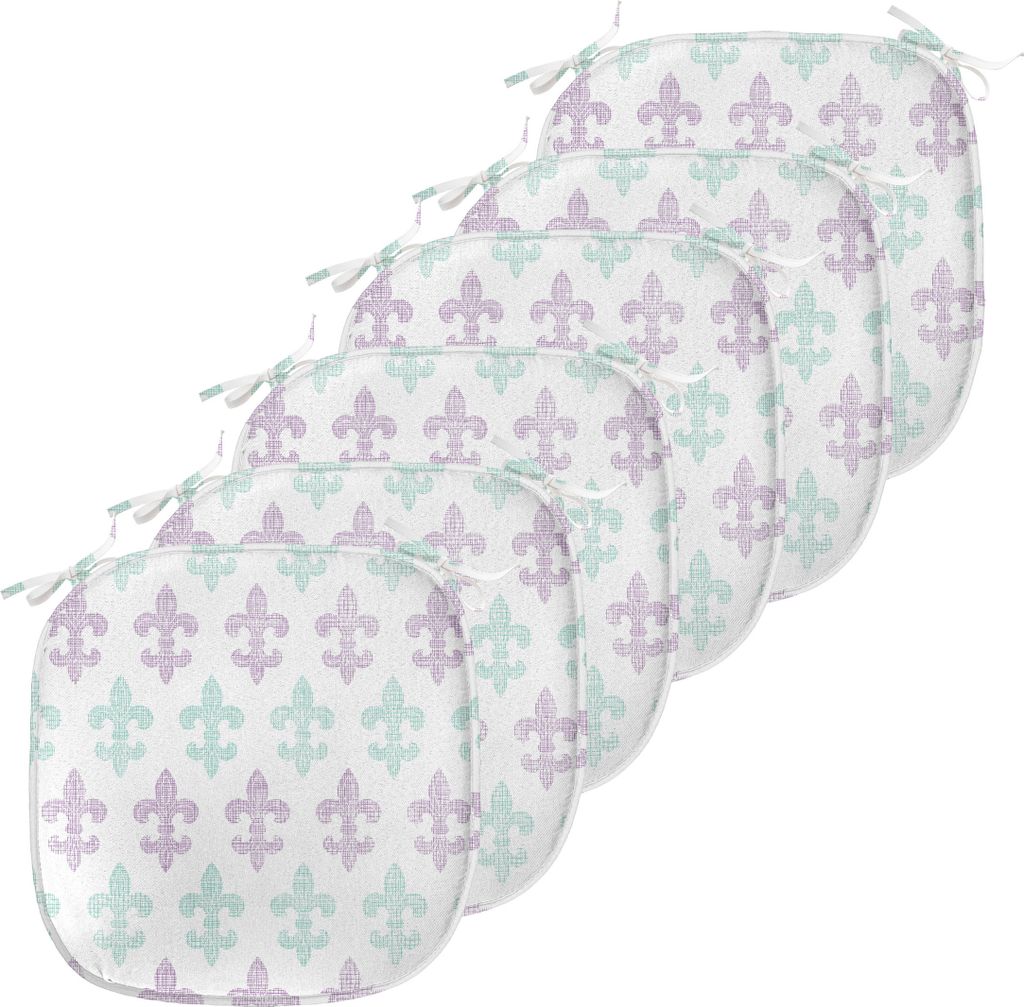 ABAKUHAUS Fleur De Lis Polster für Esszimmerstühle, Grunge Pastellblick, Dekoratives wasserfestes Kissen mit Riemen für Küchensitze, 40 cm x 40...