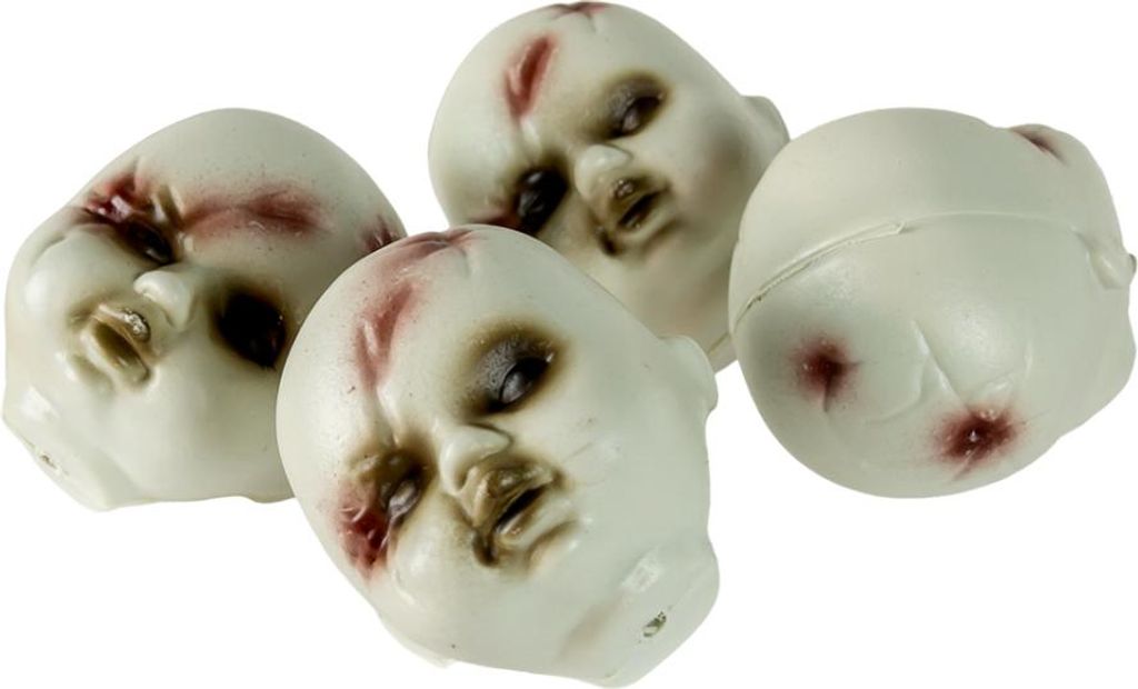 Zombie Puppenköpfe als Streudeko 4 St.