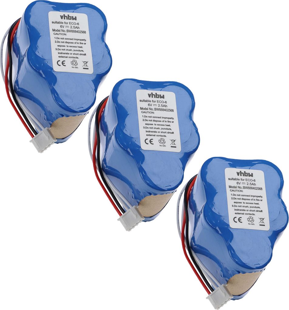 vhbw 3x Akku kompatibel mit Hoover RVC0010, RVC0011, RVC0011-001 Staubsauger (2500 mAh, 6 V, NiMH)