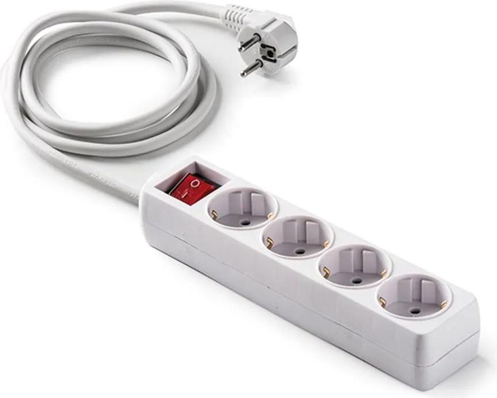 Famatel 9/804 4 Steckdosen Mit Schalter Mehrfachsteckdose 3 M Silber One Size / EU Plug 220V Silber One Size