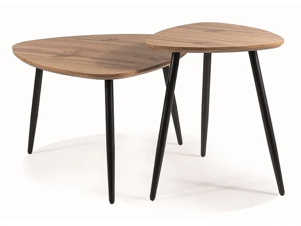 Set 2 Tavolini Soggiorno GORAZ Rovere e Nero | Design Industriale Moderno
