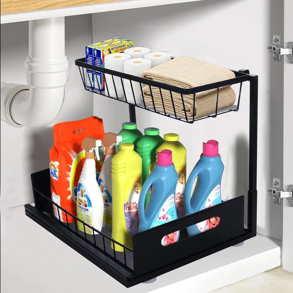 Solution anti-désordre pour placard : Organisateur sous évier 2 étages
