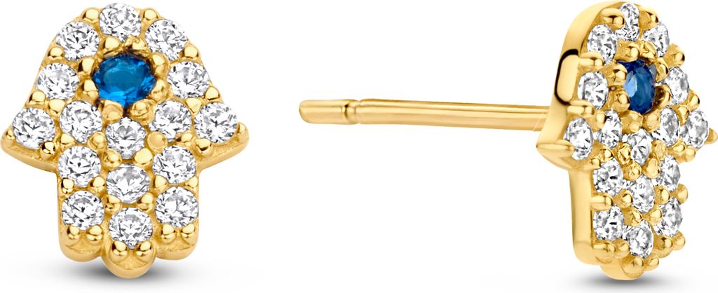 Neu Bling 9NBG-0642 Gold-Ohrringe Fatima Hand - Zirkonia - 6,7x5,7mm - Ohrstecker - 14 Karat - Gold
