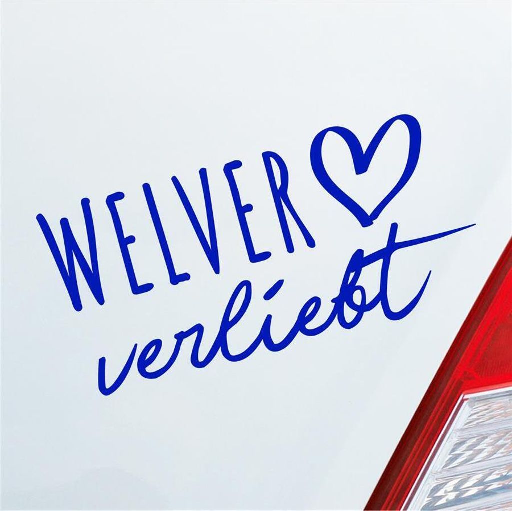 Auto Aufkleber Welver verliebt Herz Gemeinde Liebe Car 19x9 cm Dunkelblau Sticker Heckscheibenaufkleber