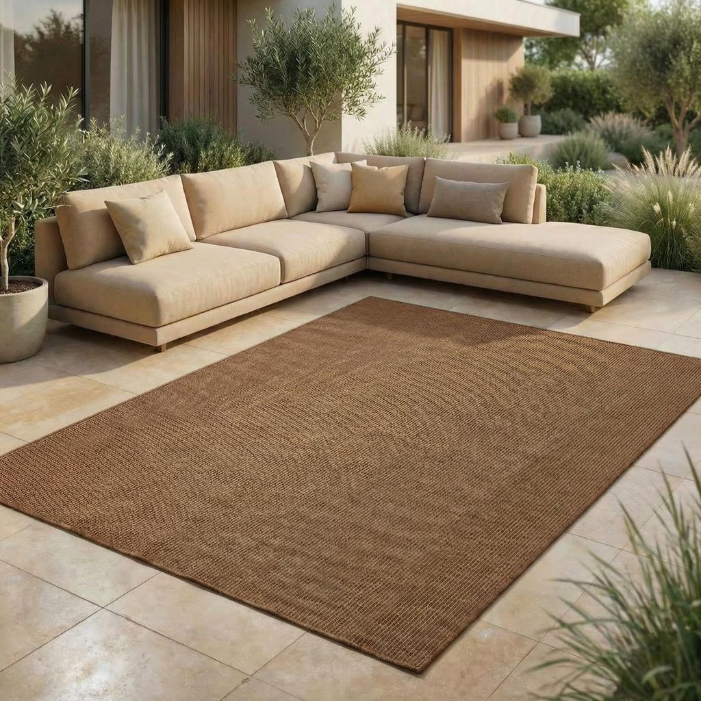 In- & Outdoor Teppich - Wetterfester Teppich für Balkon, Terrasse, Garten, Wohnzimmer, Küche - Strapazierfähig, Widersteht UV-Strahlen & Wasser ...