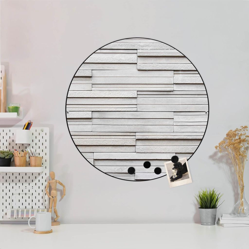 Design Stahlmagnettafel Schwarz Rund 47cm Relief