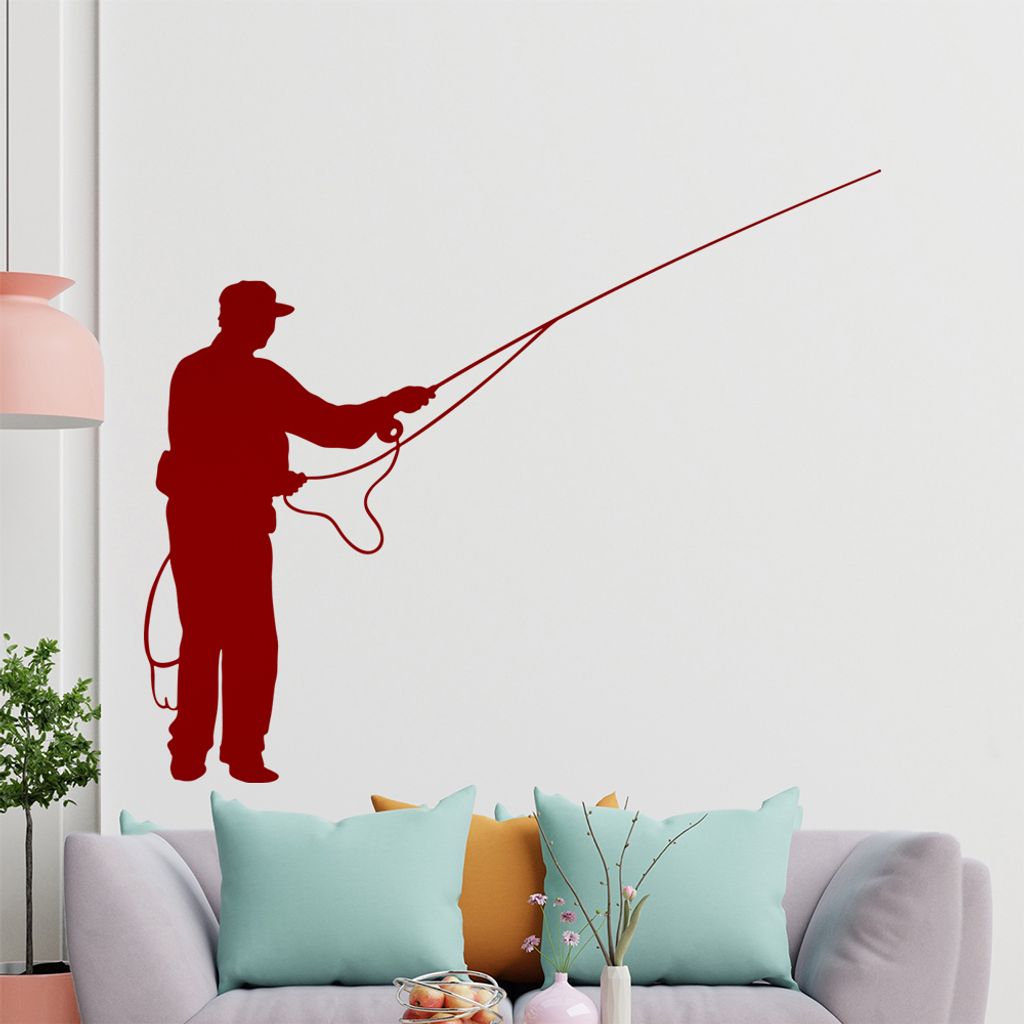 KIWISTAR Angler - Fischer Hobby Köder Wandtattoo in 6 Größen - Wandaufkleber Wall Sticker - Dekoration, Küche, Wohnzimmer, Schlafzimmer, Badezi...
