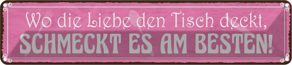 vianmo Blechschild 10x46 cm wo Liebe schmeckt es am besten Dekoration Spruch Zitat