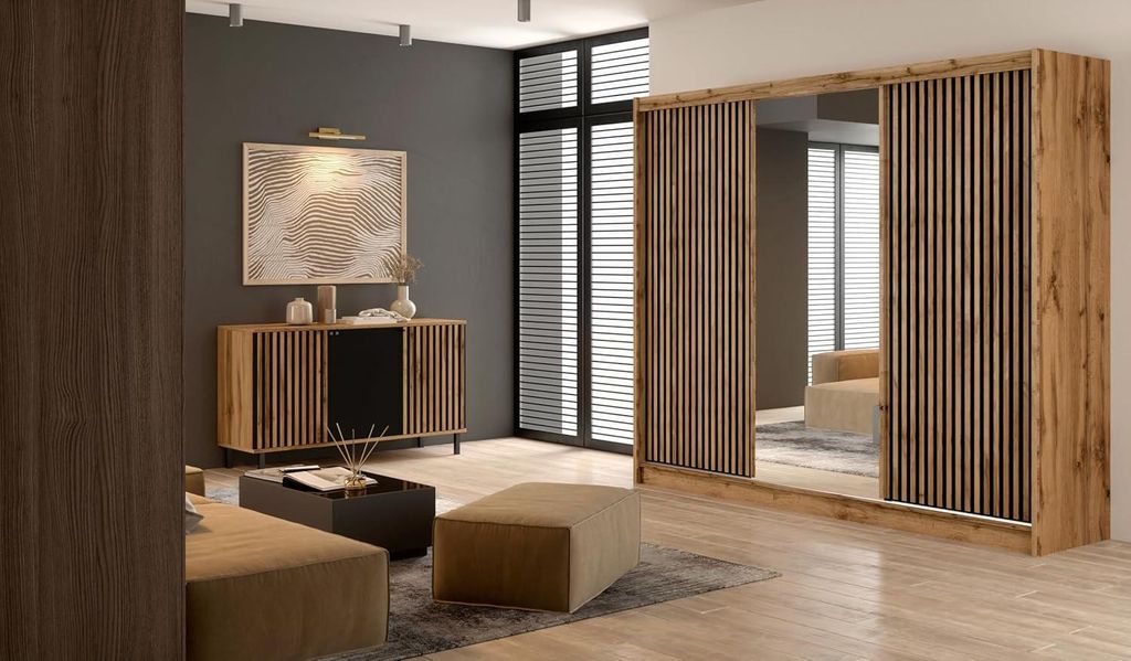 Krudox LNPR 250 cm Eiche Wotan Schwebetürenschrank Mit Produktbild 