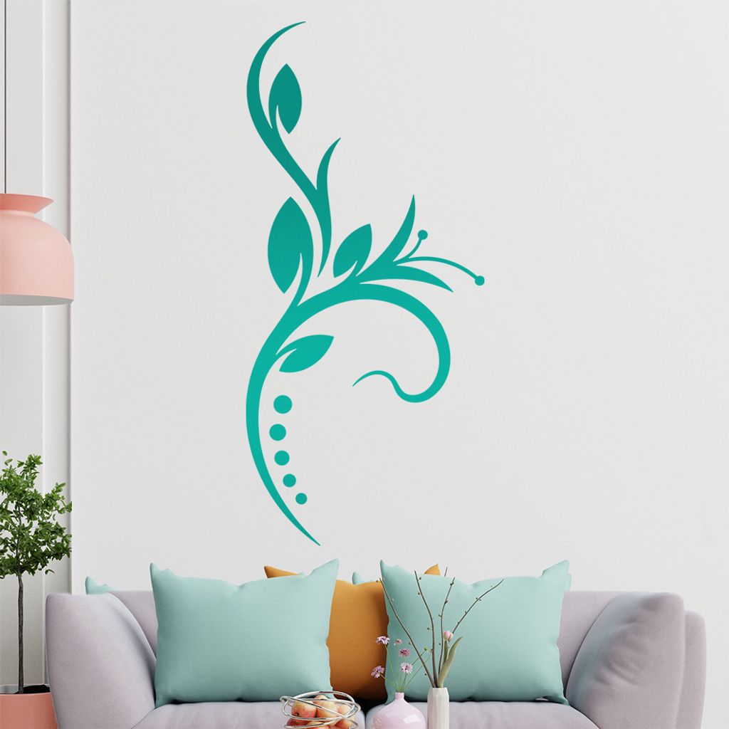 Blume - Linien Punkte Wandtattoo in 6 Größen - Wandaufkleber Wall Sticker - Dekoration, Küche, Wohnzimmer, Schlafzimmer, Badezimmer