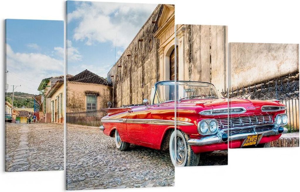 Bild auf Leinwand - Leinwandbild - Auto Klassiker Kuba Chevrolet - 120x70cm - Wand Bild - Wanddeko - Leinwanddruck - Bilder - Kunstdruck - Wanddeko...