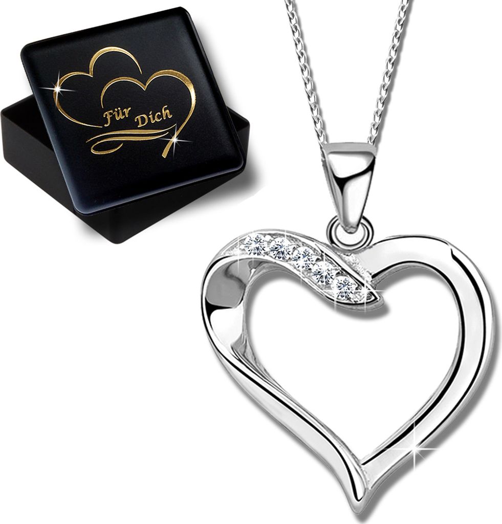 Damen Mädchen Herz Halskette mit Anhänger echt 925 Sterling Produktbild 