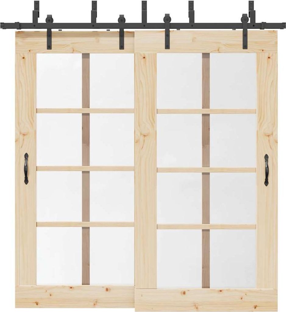 vidaXL Schiebetürbeschlag-Set 213,5 cm Stahl Schwarz