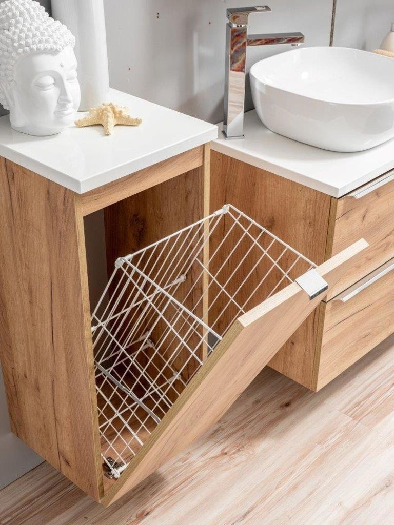 Hängesäule April 1 Tür, Holzoptik und Weiß Produktbild 4