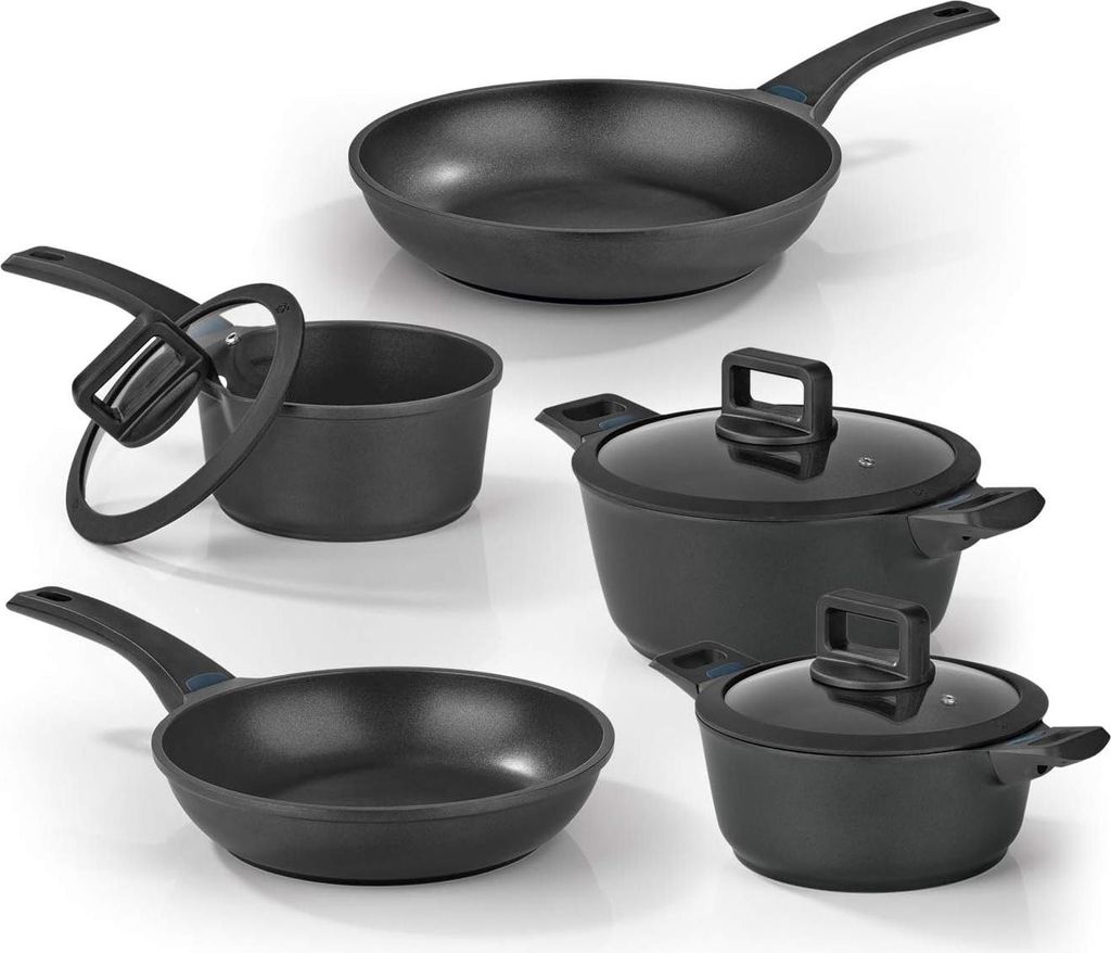 Gegoten Aluminium Topf- und Pfannenset - Temperaturanzeige - 8-teilig - Midnight Edition - Gegoten Aluminium