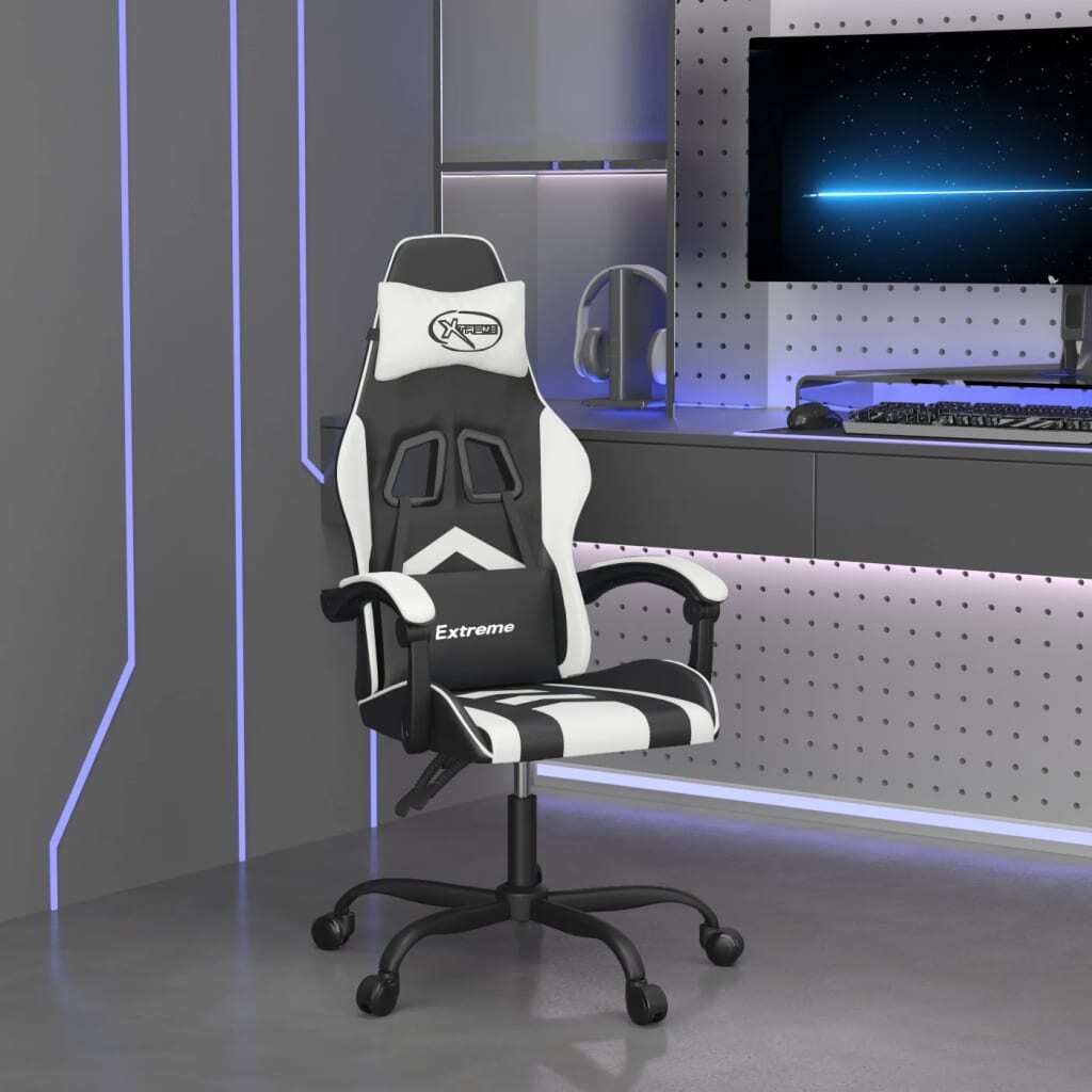 Möbel Gaming-Stuhl Schwarz und Weiß Kunstleder - Bürostühle 3143895