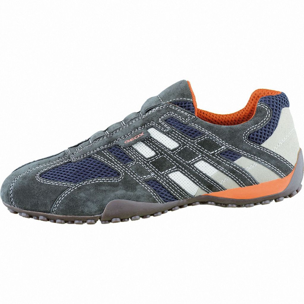 Geox U Snake modische Herren Sneakers grey, Velourleder Glattleder Mesh kombiniert, gepolstertes Fußbett, 2036107/46