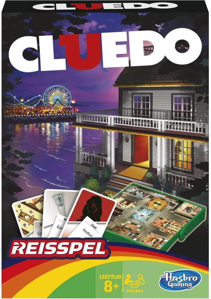 Cluedo Jeu de voyage avec boîtier de rangement intégré et accessoires