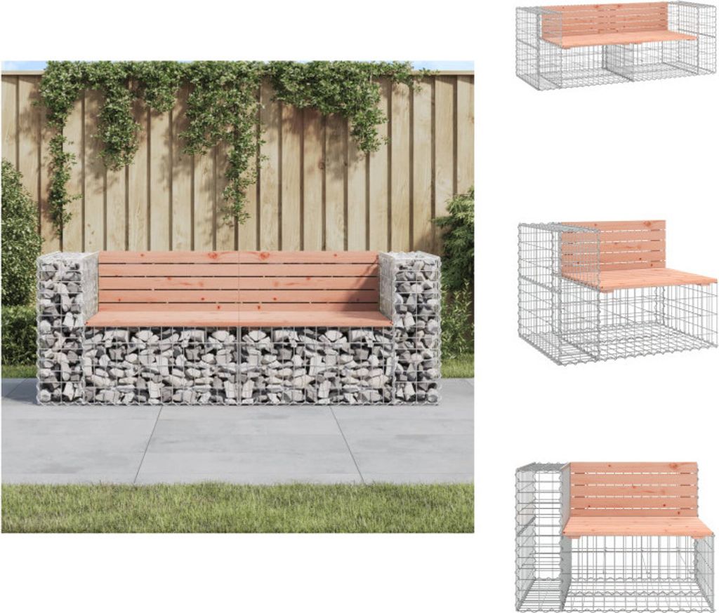 vidaXL Gartenbank aus Gabionen 184x71x65,5 cm Massivholz Douglasie - Gartenbänke