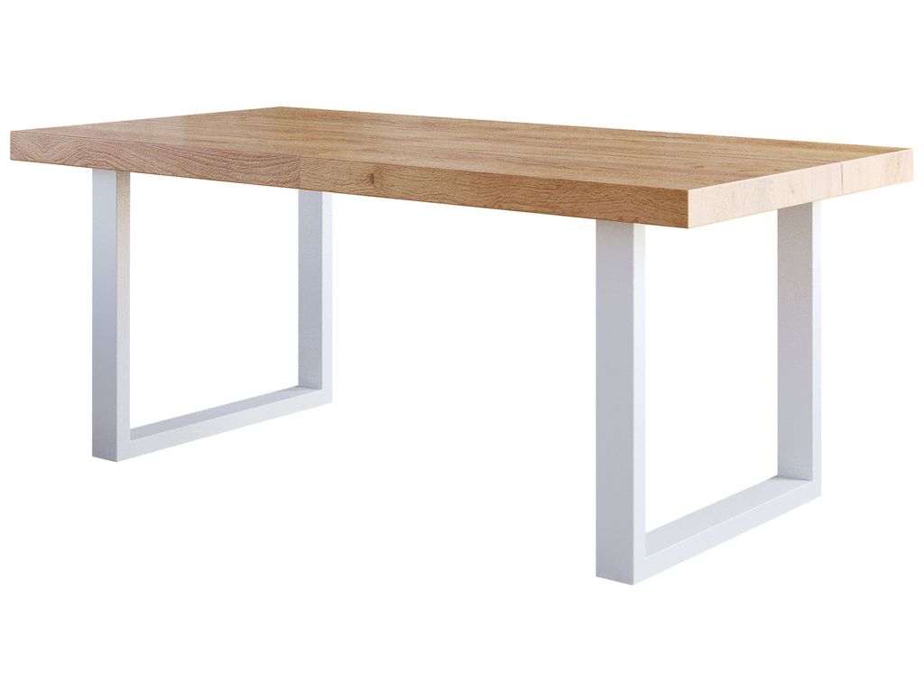 Furneo | Esstisch - 180x90 cm - Ausziehbarer Tisch - Klapptisch Esstisch - Loft Tisch, ausziehbar auf 280 cm, Eiche Gold Craft, mit weißen Beinen