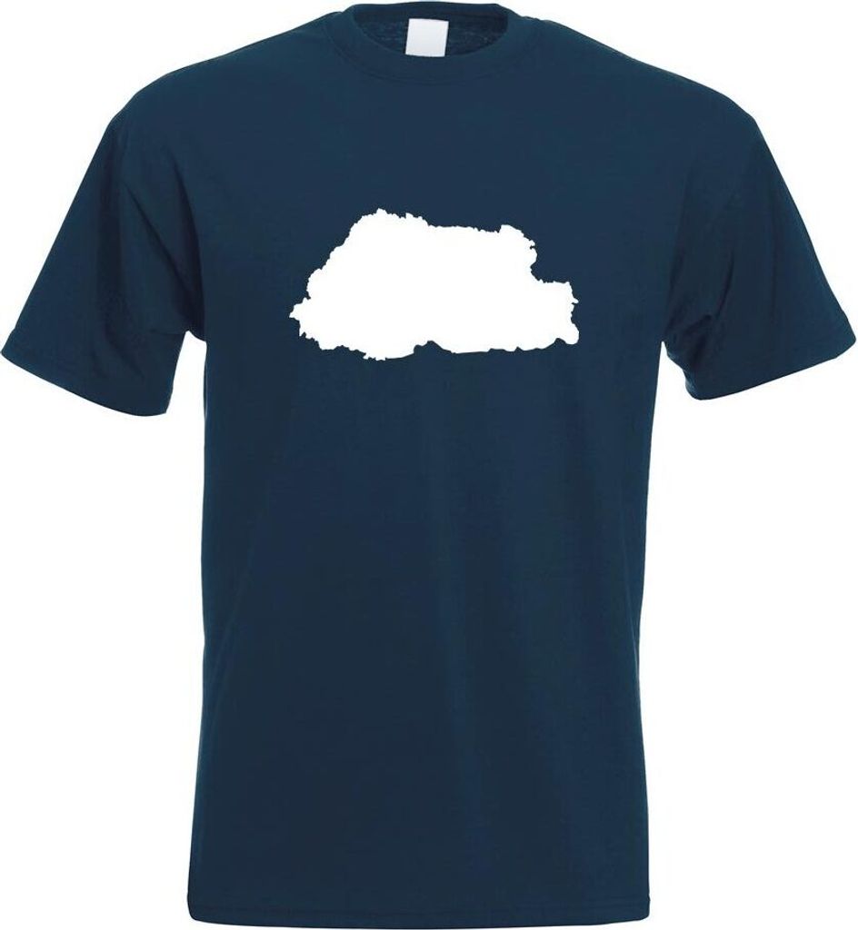 Kiwistar - T-Shirt - Navy - Bhutan Umriss Kontur Herren Funshirt Bedruckt Design Sprüche Spruch Motive - mit Motiv Bedruckt - Funshirt Design - Sp...