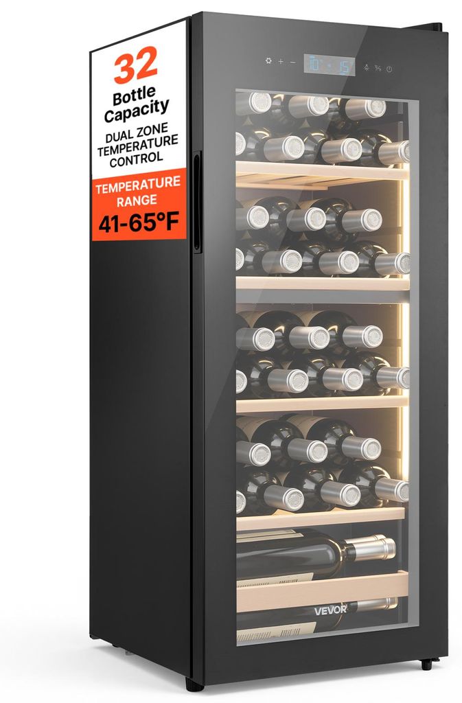 Réfrigérateur à vin VEVOR, capacité de 32 bouteilles, Image du produit 