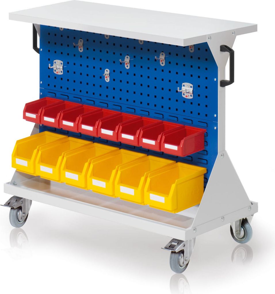 Kappes RasterMobil Größe #2 - 1000x930x500mm - 2x Lochplatte 2x Schlitzplatte - Ablageboden aus Stahlblech - enzianblau