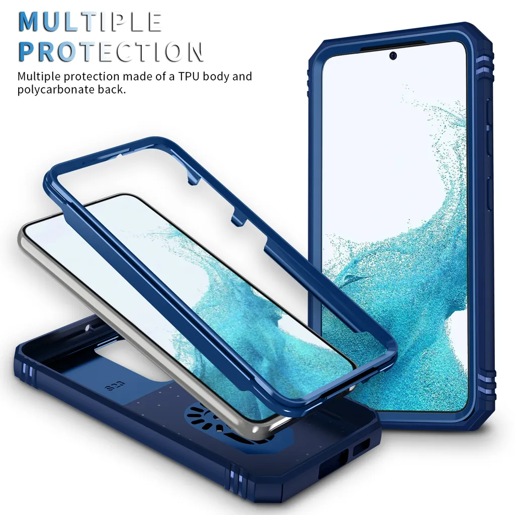 Custodia Samsung S23 Blu: Protezione Fotocamera e Porta Carte Robusta - 10