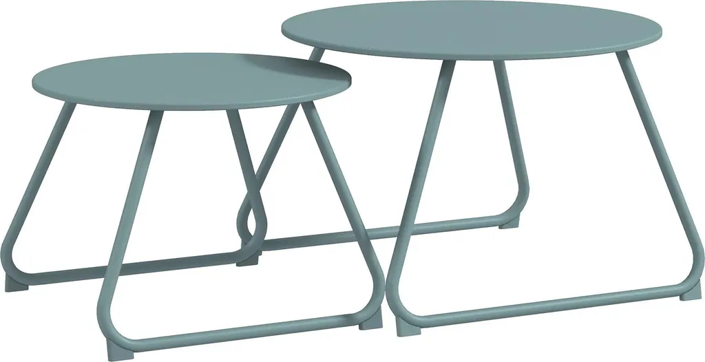 Petite table de jardin métal bleue lot de 2 robuste pour petit espace