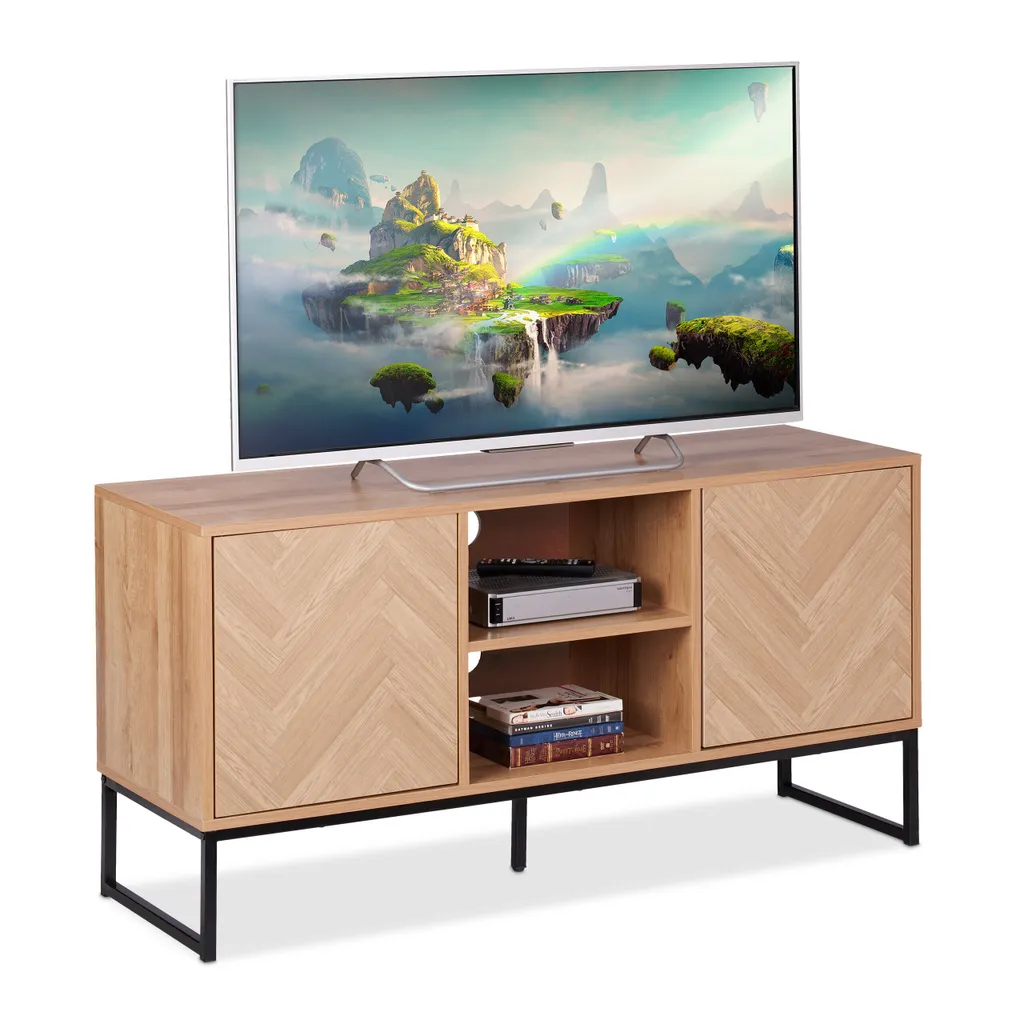 Mobile TV Retrò Relaxdays: Lowboard Marrone e Nero Stile Vintage 120cm