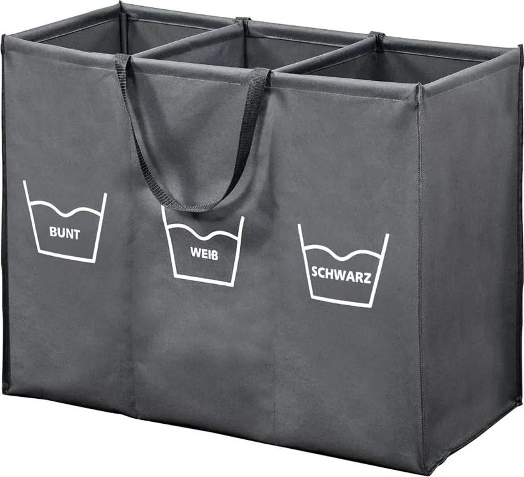 Panier à linge compartimenté gris avec poignées de transport - Modèle 89170