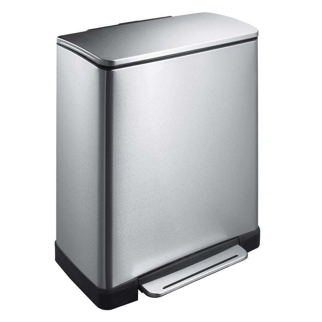 Poubelle à pédale rectangulaire 50 litres, EKO - inox mat Image du produit 