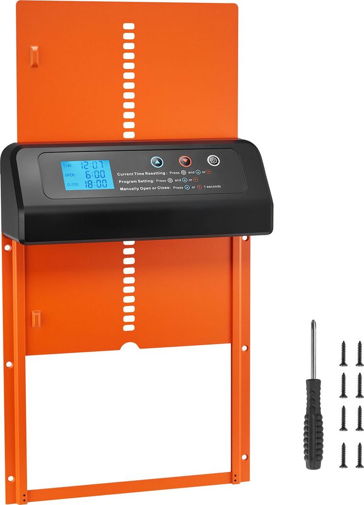 SucceBuy Automatische Hühnerklappe mit Timer, manuelle Steuerung & Einklemmschutz, Hühnerstalltür mit wasserdichter Versiegelung, orange, 350x25...