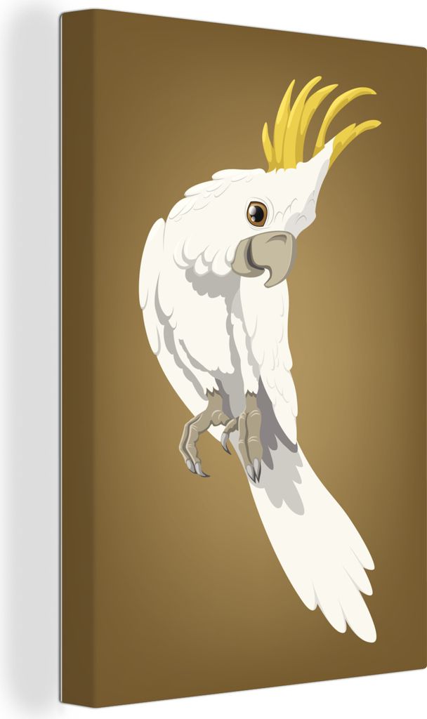 OneMillionCanvasses - Leinwandbilder - 90x140 cm, Eine Illustration eines weißen Papageis, Wandbilder Kunstdruck Wanddekoration - Foto auf Leinw...