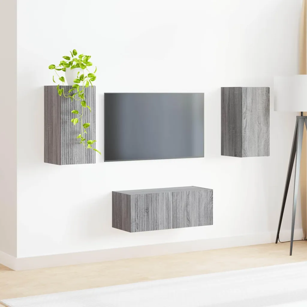 Meuble TV Mural Suspendu Gris Sonoma - Libérez de l'Espace au Sol 2 Pcs