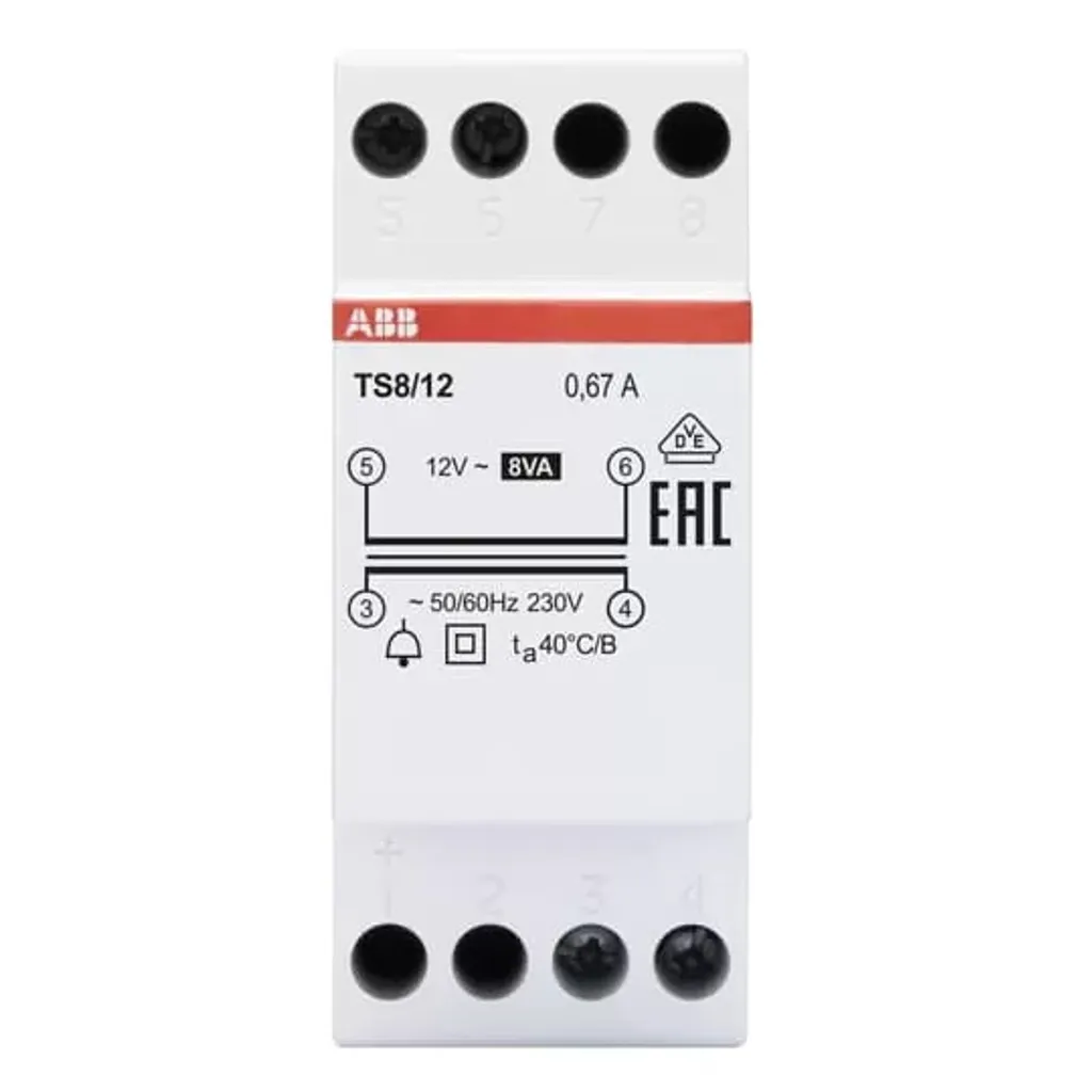 Transformateur de sécurité 12V pour sonnette et carillon 8VA TS8/12