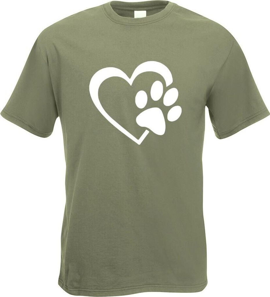 Kiwistar - T-Shirt - Olive - Herz für Tiere Motiv Bedruckt Funshirt Design Print - mit Motiv Bedruckt - Funshirt Design - Sport - Freizeit - Herre...